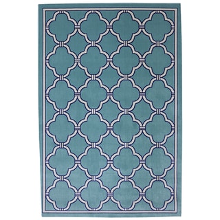 Sale Price Indoor/Outdoor Networked Sky Blue Rug (8' x 10')