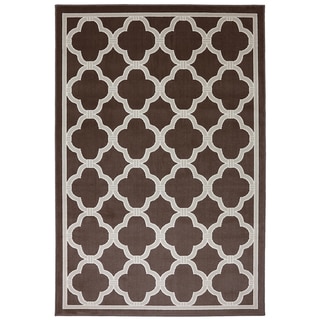 Cheap Indoor/Outdoor Networked Brown Rug (8' x 10')