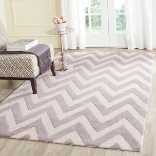 Safavieh Handmade Cambridge Chevron Silver Wool Rug (6' x 9')