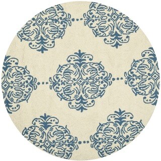 Safavieh Hand-hooked Chelsea Ivory/ Blue Wool Rug (3' x 3' Round)