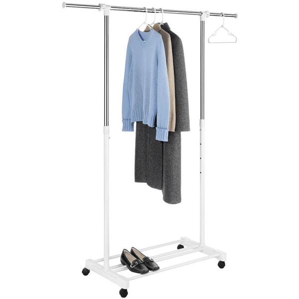 Whitmor Deluxe Chrome/ White Adjustable Garment Rack