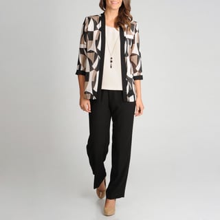 R & M Richards Women's Mock 2-piece Abstract Print Pant Set