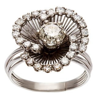 Platinum 1 1/2ct TDW Diamond Blooming Flower Estate Ring (J-K, SI1-SI2)