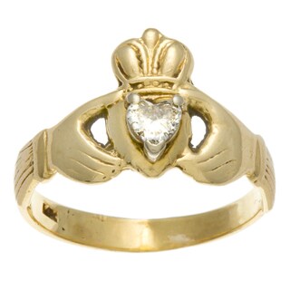 14k Yellow Gold 1/5ct TDW Diamond Claddagh Estate Ring (J-K, SI1-SI2)