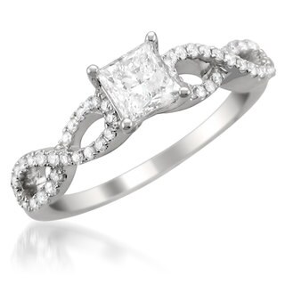 14k White Gold 1ct TDW Princess-cut Diamond Engagement Ring (G-H, SI2)