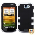 BasAcc Black/ White Rubberized Hybrid Case for HTC One S