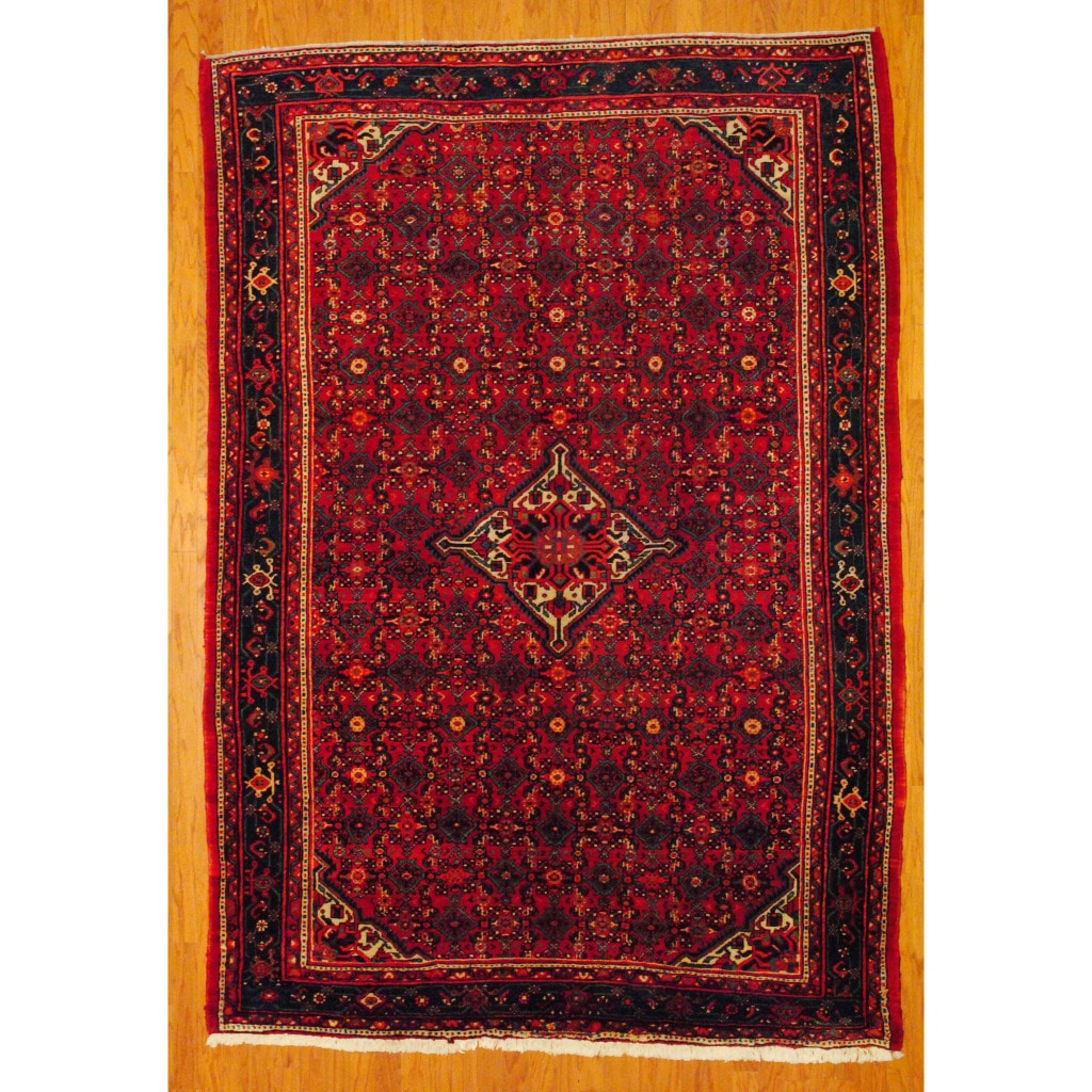Persian Hand knotted Tribal Hamadan Red/ Blue Wool Rug (610 x 910