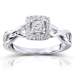 14k Gold 1/3ct TDW Diamond Halo Engagement Ring (H-I, I1-I2)