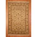 Indo Hand-knotted Vegetable Dye Beige/ Olive Wool Rug (4' x 6')