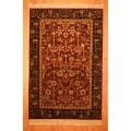 Indo Hand-knotted Mahal Burgundy/ Black Wool Rug (4' x 6')