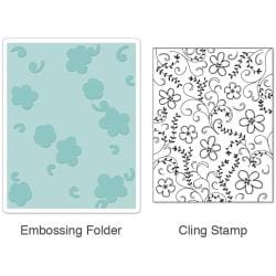 Sizzix Textured Impressions Embossing Folder & Stamp Set-Hero Arts Flowers & Vines
