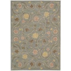 Hand-tufted Flower Garden Grey Wool Rug (7'9 x 9'9)