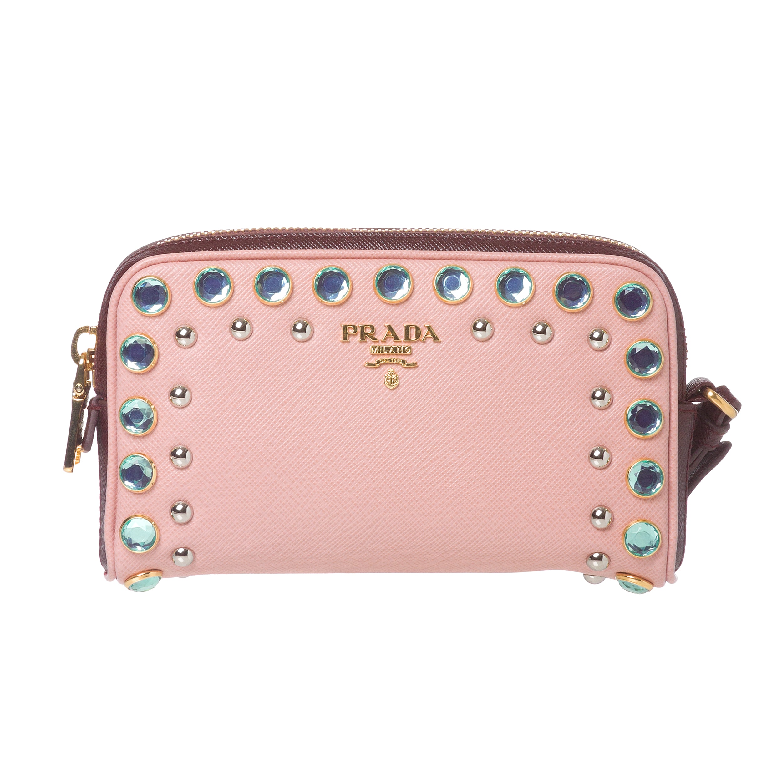 prada ostrich purse - Prada Jeweled Light Pink Leather Wristlet - 14349656 - Overstock ...
