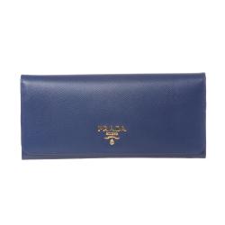 Prada Navy Blue Leather Flap Front Wallet - 14349658 - Overstock ...  