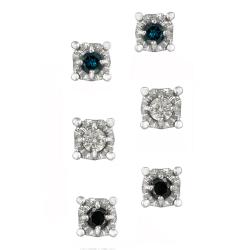 DB Designs Sterling Silver 3/8ct TDW Diamond Stud Earrings (Set of 3)