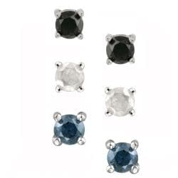 DB Designs Sterling Silver 3/8ct TDW Diamond Stud Earrings (Set of 3)