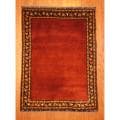 Afghan Hand-knotted Vegetable Dye Rust/ Navy Wool Rug (3'10 x 5'5)