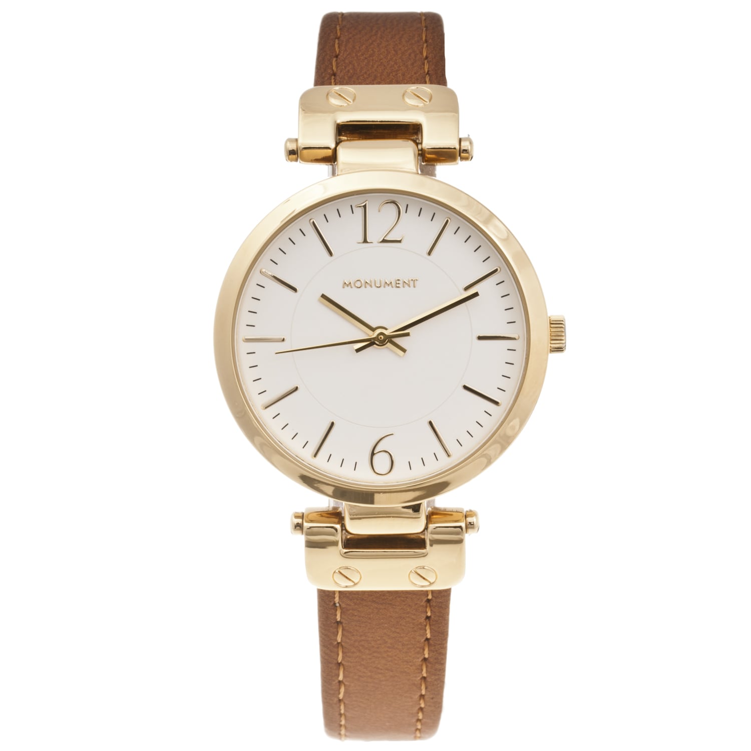 Monument Womens Narrow Strap Goldtone Analog Watch