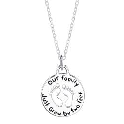 Sterling Silver 'Our family just grew by two feet' Round Necklace