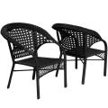 Christopher Knight Home Maria Black Wicker Fan Back Outdoor Club Chairs (Set of 2)