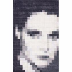 Handmade Woman Mosaic Charcoal Rug (5' x 8')