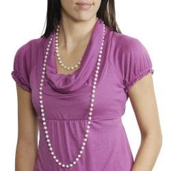 Journee Collection Silvertone Vintage 60 inch Faux Pearl Necklace