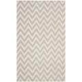 Chevron Dhurrie Grey/ Ivory Wool Rug (5' x 8')