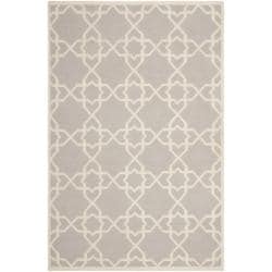 Moroccan Dhurrie Grey/ Ivory Wool Rug (5' x 8')