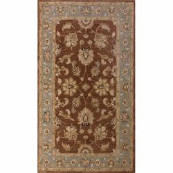 Handspun Decorative Persian Brown New Zealand Wool Rug (6' x 9')