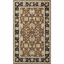 Handspun Decorative Persian Brown New Zealand Wool Rug (5' x 8')