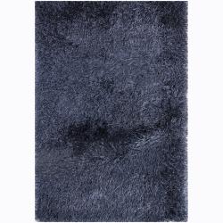 Hand-woven Polan Blue Shag Rug (5' x 7'6)