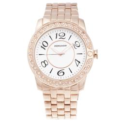 Monument Women's Rose-goldtone Crystal Bezel Oversized Watch