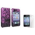 Purple/ Black Swirl Case/ LCD Protector for Apple iPhone 3G/ 3GS
