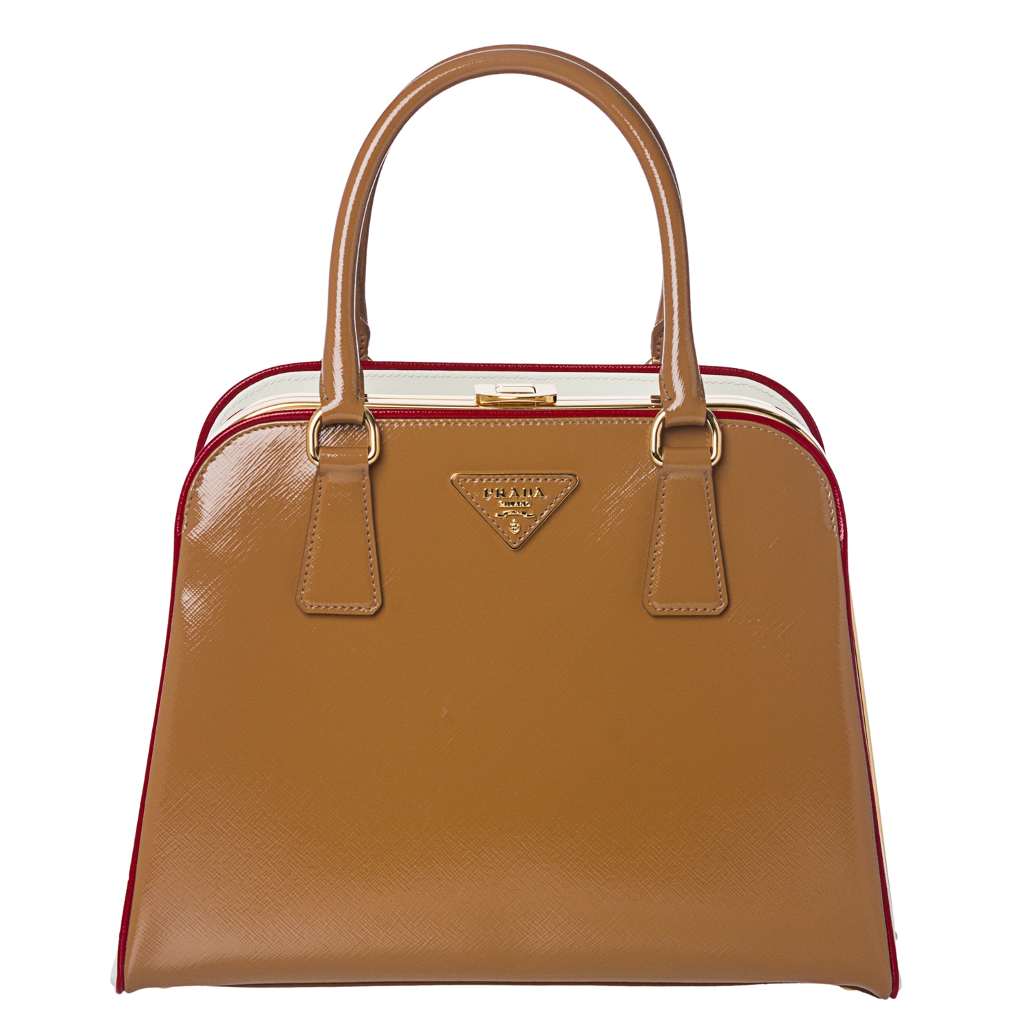 prada camel leather handbag  