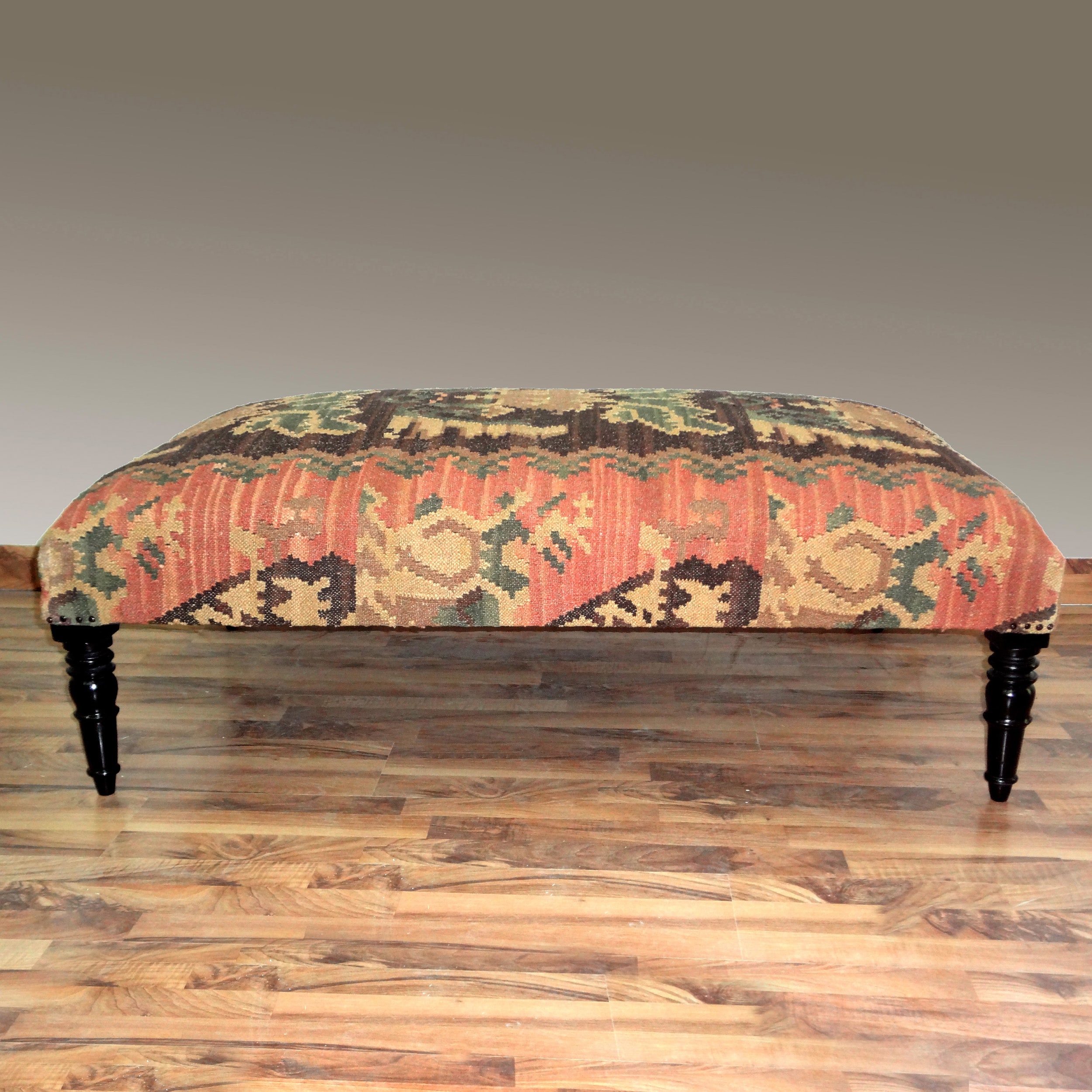 Hand upholstered Traditional Multi Wood Bench