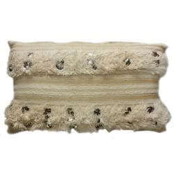 Decorative Moroccan Embroidered Natural Wool Pillow