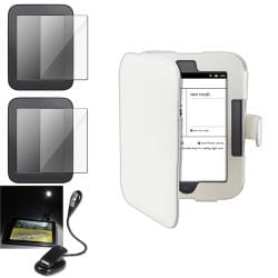 White Case/ Screen Protector/ LED Light for Barnes & Noble Nook 2