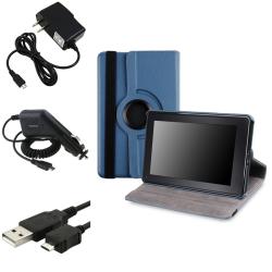 Swivel Case/ Car Charger/ Travel Charger/ Cable for Amazon Kindle Fire