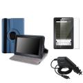 Leather Swivel Case/ Car Charger/ Protector for Amazon Kindle Fire