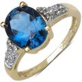 Malaika Yellow Gold Over Sterling Silver Blue and White Topaz Ring