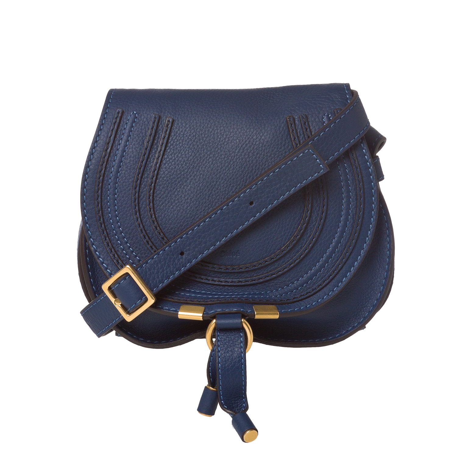 Chloe \u0026#39;Marcie\u0026#39; Mini Navy Leather Saddle Bag - 14366515 - Overstock ...  