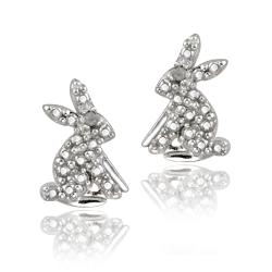 DB Designs Sterling Silver Diamond Accent Rabbit Earrings