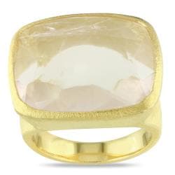 Miadora 18k Yellow Gold-plated Silver 15ct TGW Rose Quartz Cocktail Ring