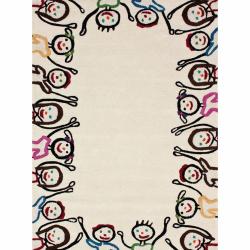 Handmade Alexa Kids Playing Ivory Wool Rug (5' x 7')