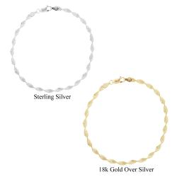 Mondevio Sterling Silver 9-inch Twisted Magic Italian Chain Anklet