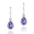 Glitzy Rocks Sterling Silver Pear-shaped Amethyst Dangle Hook Earrings (3/4ct TGW)