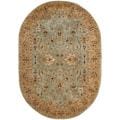 Handmade Persian Legend Blue/ Gold Wool Rug (4'6 x 6'6 Oval)