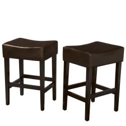 Christopher Knight Home Lopez Backless Brown Leather Counterstools (Set of 2)
