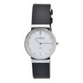 Skagen Men's White Dial Black Leather Strap Watch