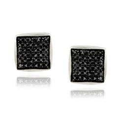 DB Designs Sterling Silver 3/4ct TDW Pave Black Diamond Earrings